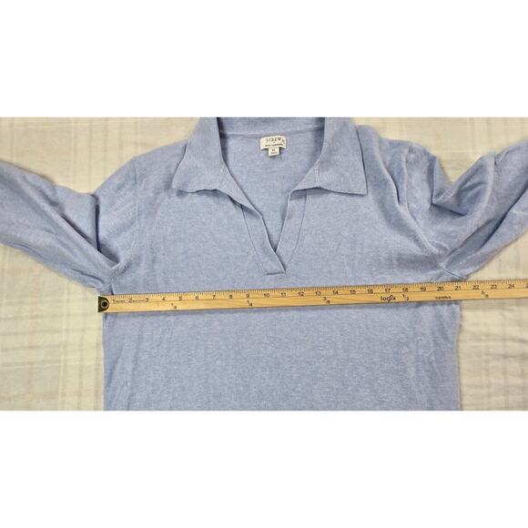J. CREW Womens Polo Sweater Cashmere Cotton Preppy Old Money Periwinkle Blue XL - Picture 5 of 11